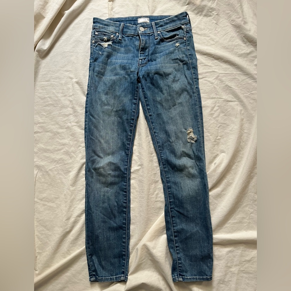 Mother The Looker Crop Denim Jeans Graffiti Girl SZ 25